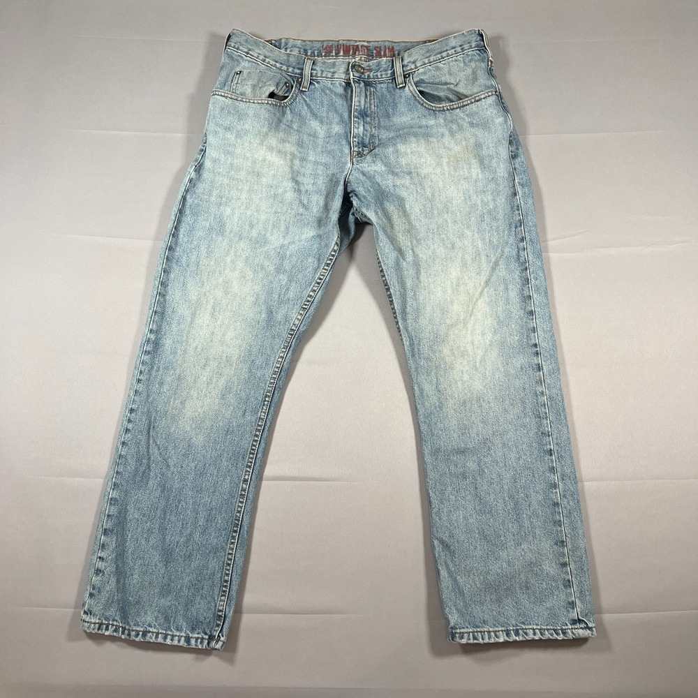 Lee Straight Jeans Mens 34 Blue Denim Vintage Slim Light Wash Zip Fly Streetwear